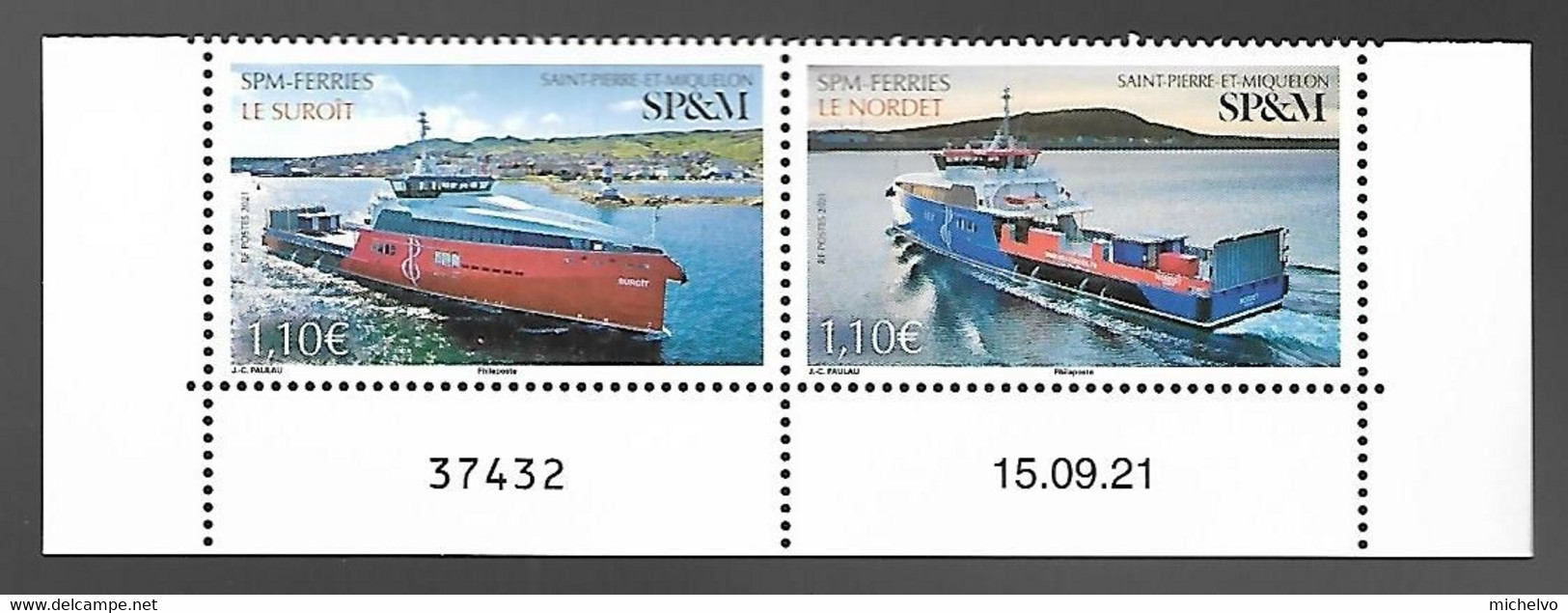 SP & M 2021 - Yv N° 1272 & 1273 ** - Les Ferries (Diptyque)(coin Daté) - Unused Stamps