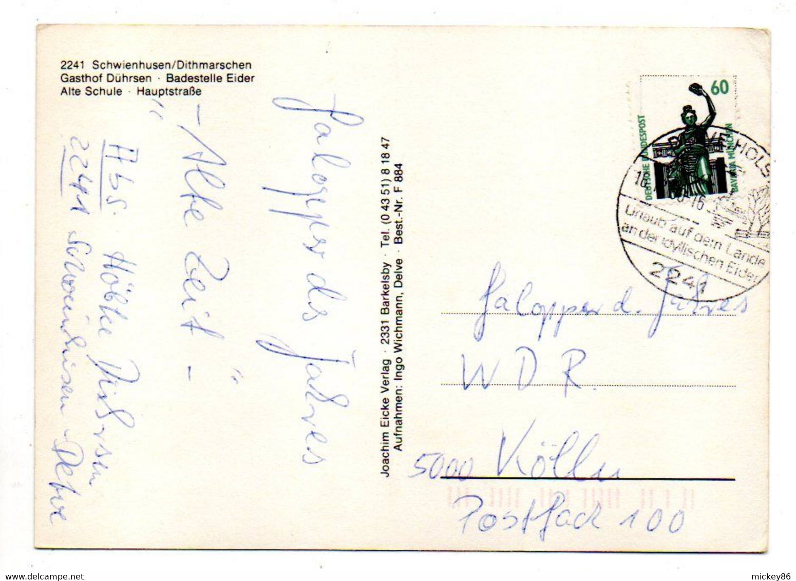 Allemagne--SCHWIENHUSEN A.d Eider --1988-- Multivues...timbre...cachet  .......à Saisir - Otros & Sin Clasificación