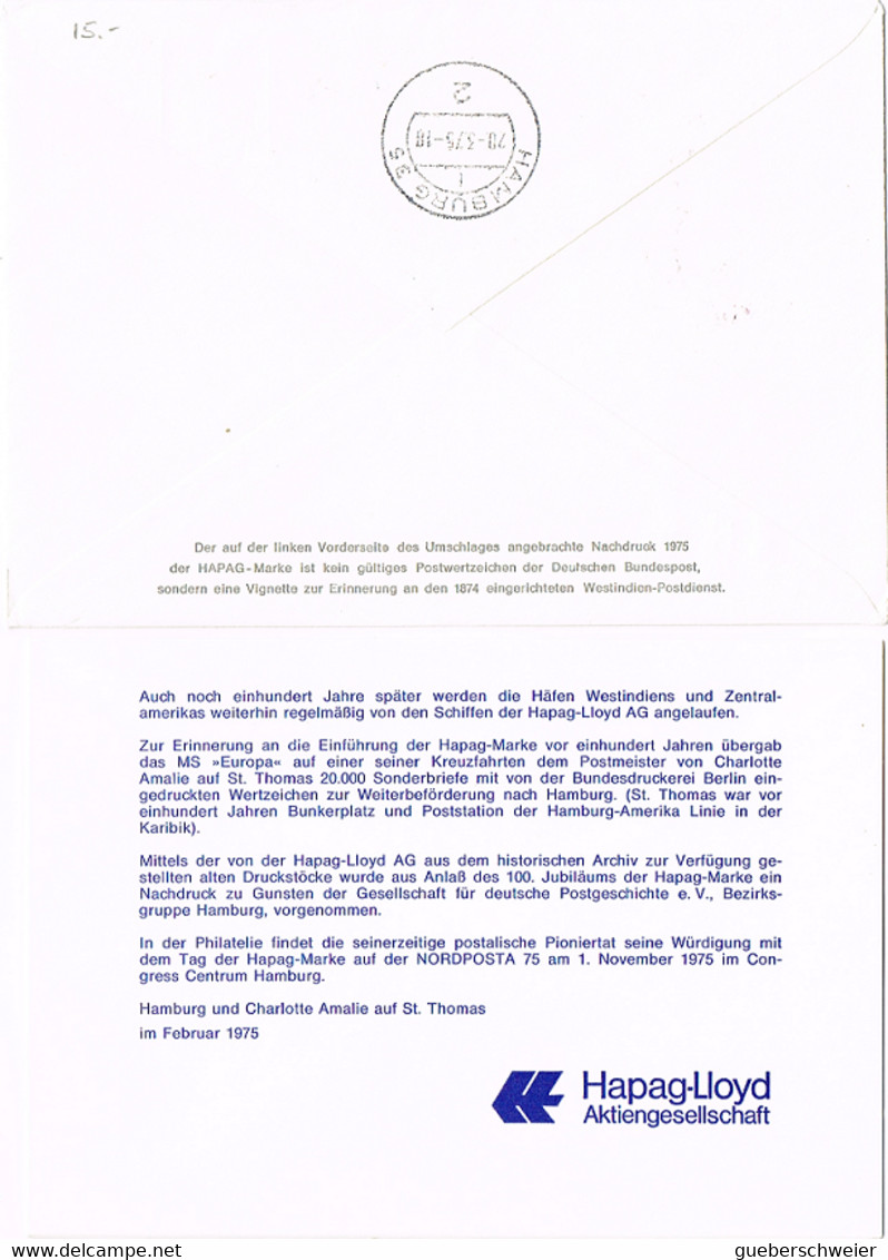 L-ALL-295 - ALLEMAGNE Entier Postal Enveloppe Hapag-Lloyd Oblitération Bateau Croisière En Europe Avec Vignette - Enveloppes Privées - Oblitérées