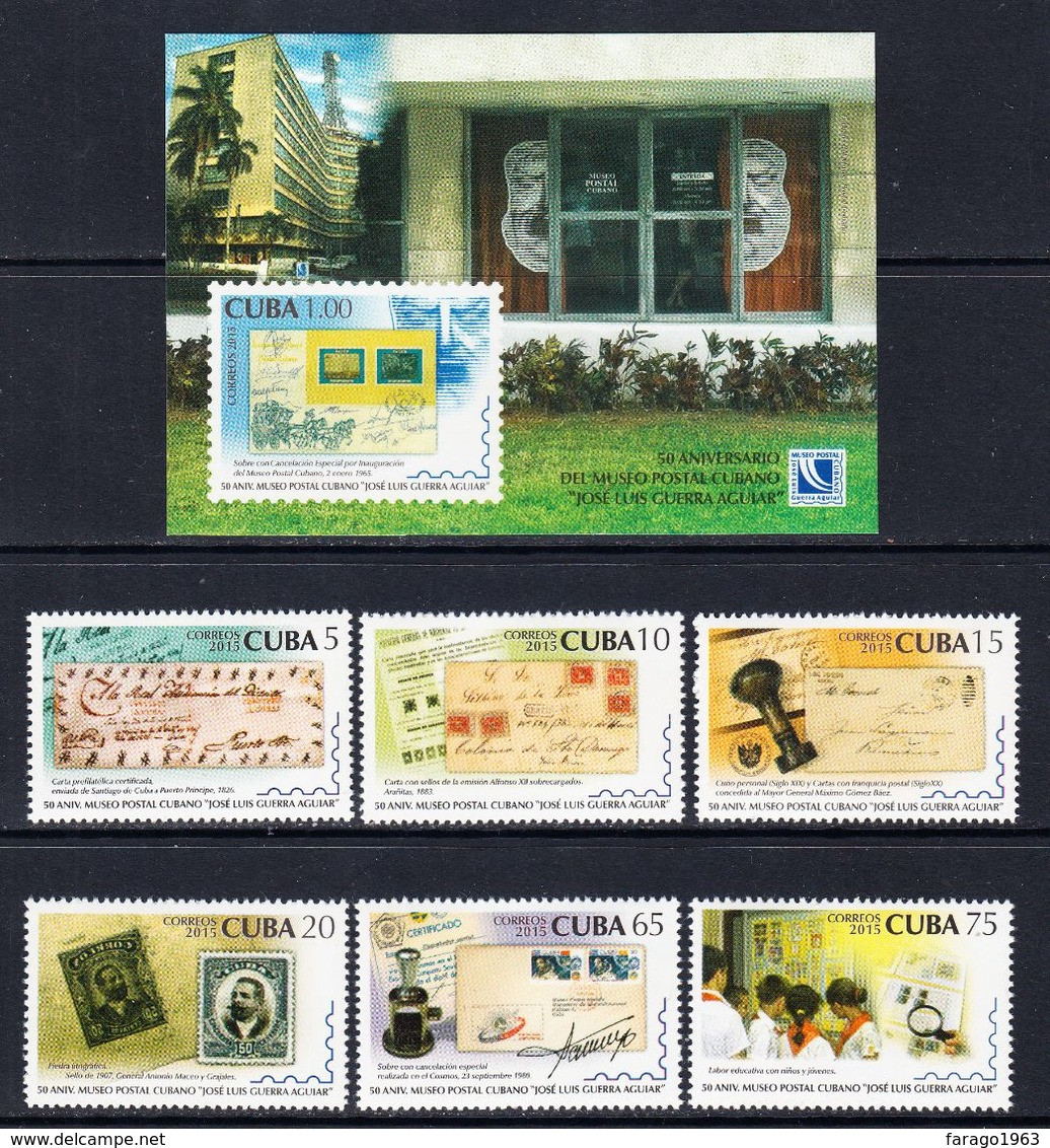 2015 Cuba Philately Stamps On Stamps Postal Museum Complete Set Of 6 + Souvenir Sheet MNH - Unused Stamps