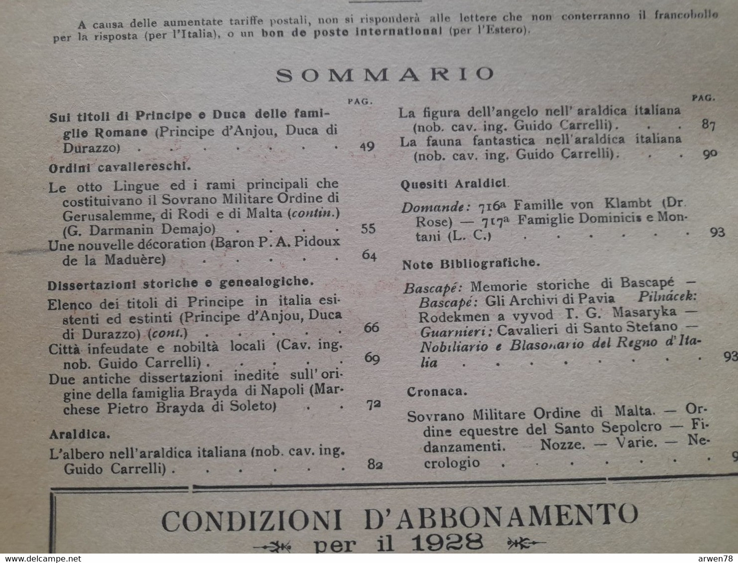 Rivista Araldica Généalogie Héraldique Une Nouvelle Décoration  1928 - Textos Científicos