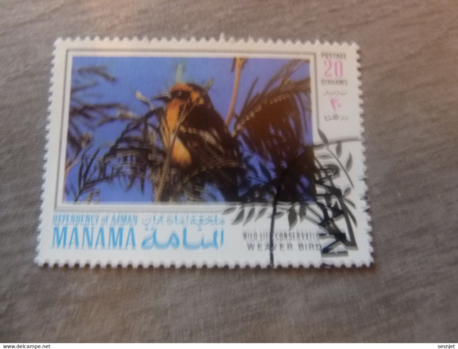 Manama - Dependency Of Ajman - Qatar - Ile De Bahrein - Weaver Bird - Val 20 Dirhams - Polychrome - Année 1972 - - Moineaux