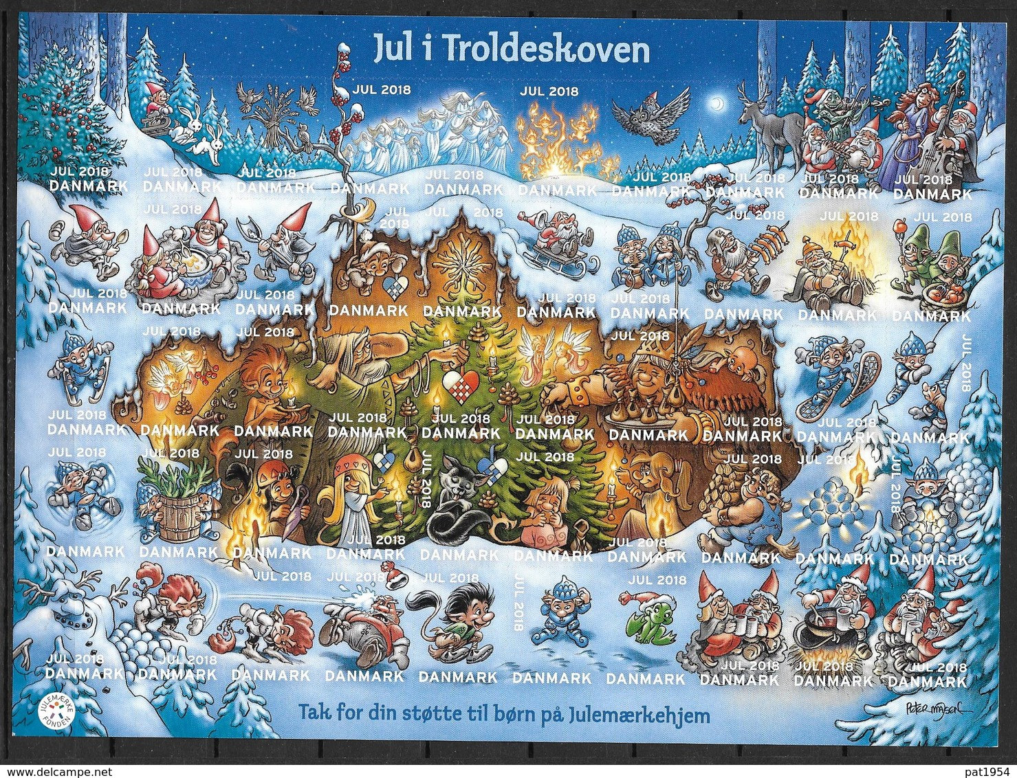 Feuille De Vignettes De Noël Du Danemark 2018 Adhésives - Variétés Et Curiosités