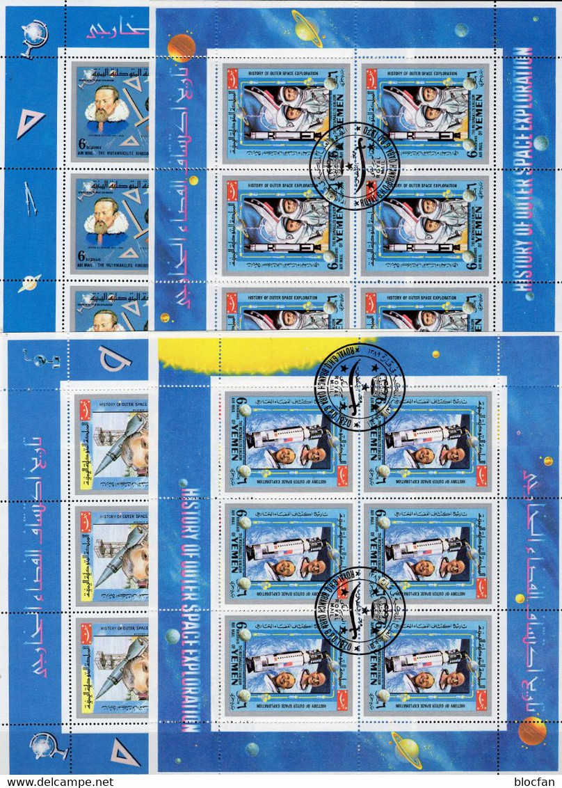 US-Raumfahrt Jemen 861,866,875+876 KB 24€ Astronom History Weltraumforschung Sheet Ss Space Blocs Hoja Sheetlets Bf NASA - United States