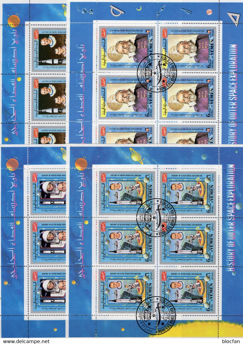 US-Raumfahrt Jemen 862,869,877+878 KB 24€ Apollof-Fug History Weltraumforschung Sheets Space Blocs M/s Sheetlets Bf NASA - USA