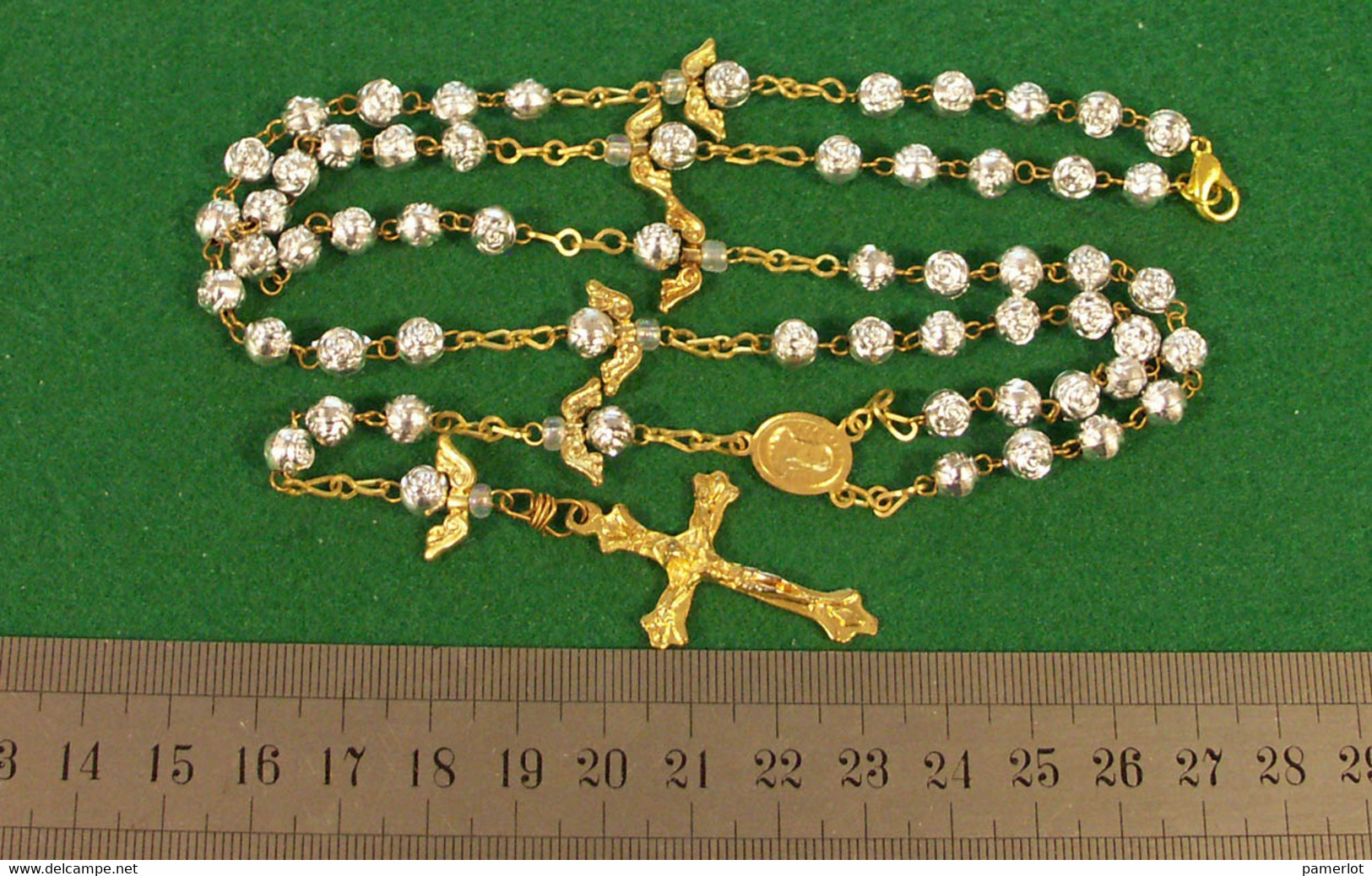 Chapelet Rosary, Rosario - Religion, Chapelet Collier Avec Fermoir, Grain Motif De Fleur  En Allum, 15 Gr,4 8.5 Cm - Religión & Esoterismo