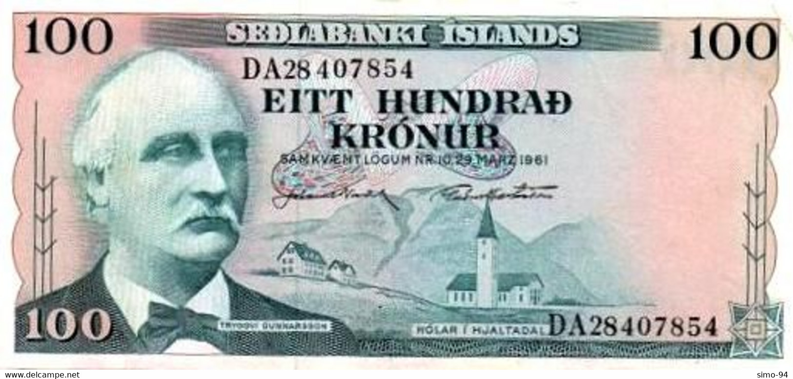 Iceland P.44 100 Kronur 1961 Xf - Islandia