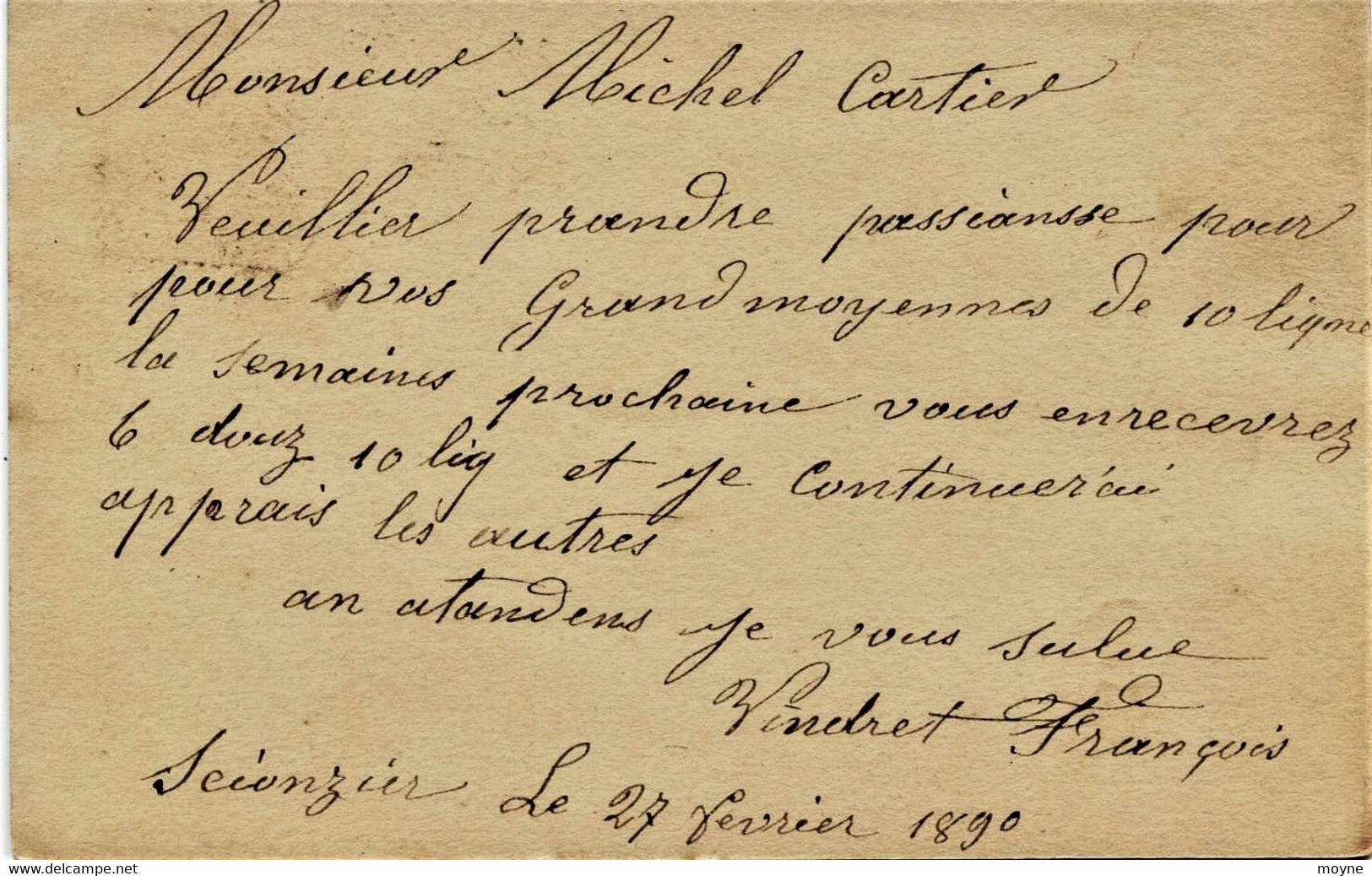 3976 - 1890 Précurseur - ENTIER POSTAL écrit à SCIONZIER - Cachet De CLUSES - à Michel CARTIER , Horloger à Araches - Scionzier