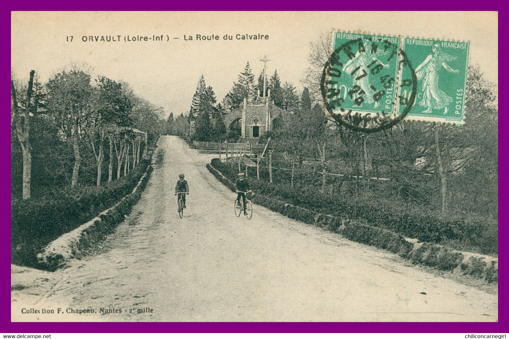 ORVAULT - La Route Du Calvaire - Cyclistes - Animée - Collection F. CHAPEAU - 1925 - Orvault