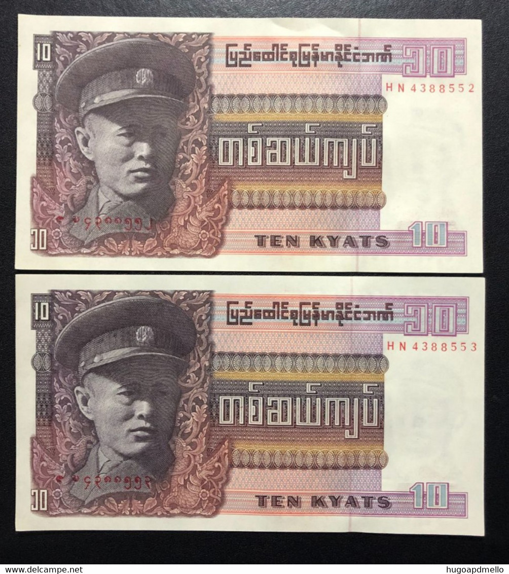 BURMA, 2 X Uncirculated Banknotes, « 10 KYATS » - Other - Asia