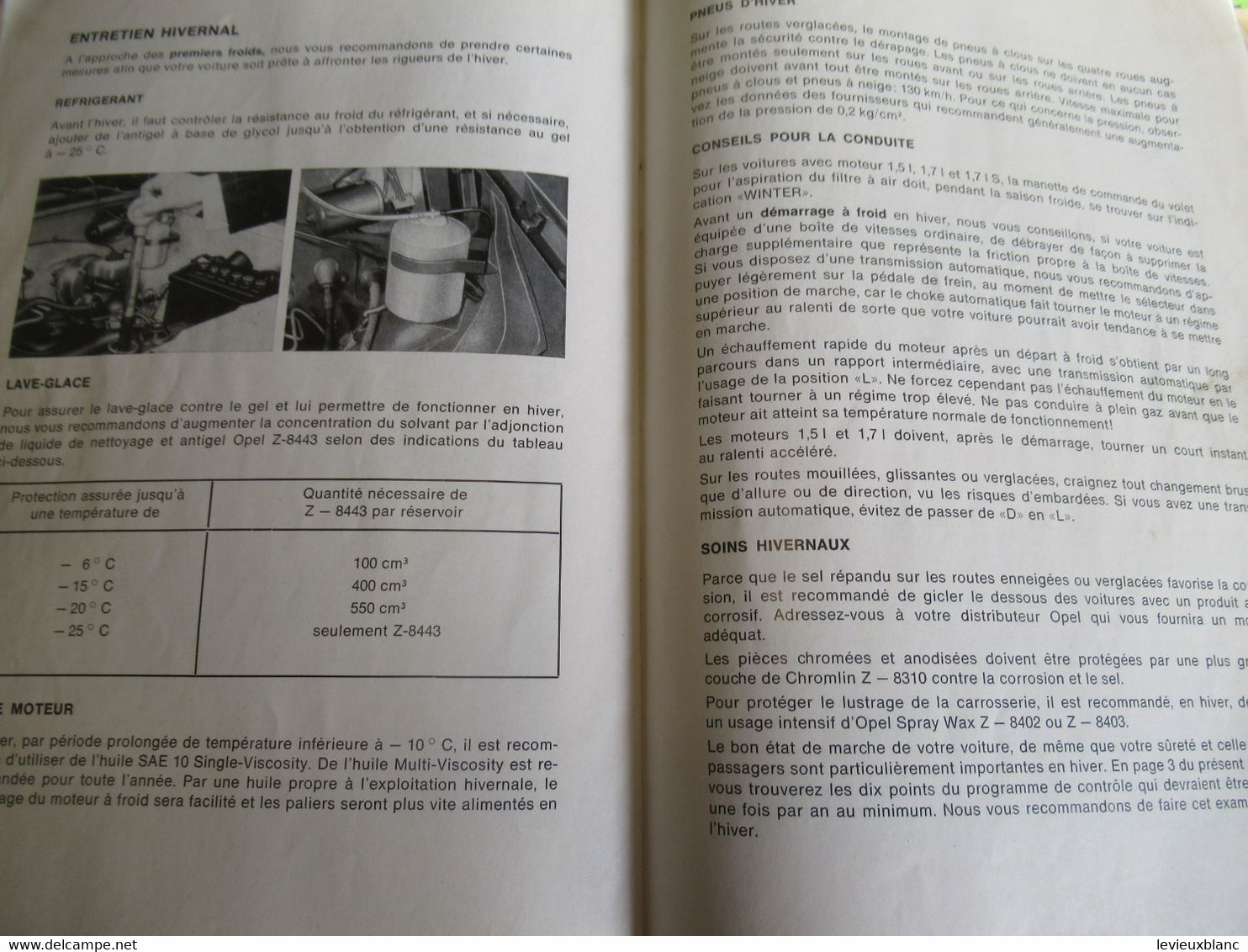 Manuel d'Entretien / OPEL Rekord/ Moteur 1,5l , 1,7l, 1,9l,2,2l /1967             AC160