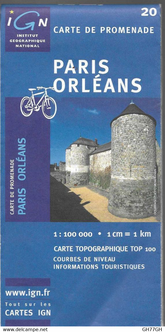 PARIS ORLEANS N°20 -carte De Promenade IGN 1:100000ème 1cm=1km (carte Topographique TOP 100) -2005 - Cartes Topographiques