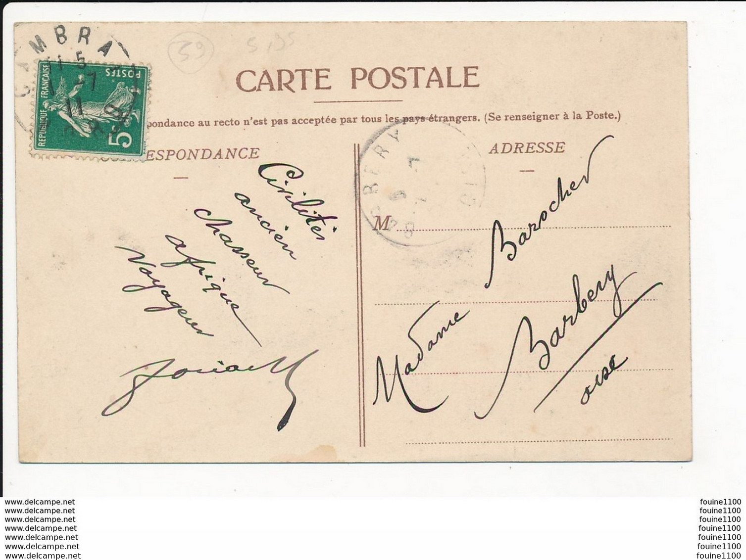 Carte De Cambrai  La Place De La Gare  ( Recto Verso ) - Cambrai