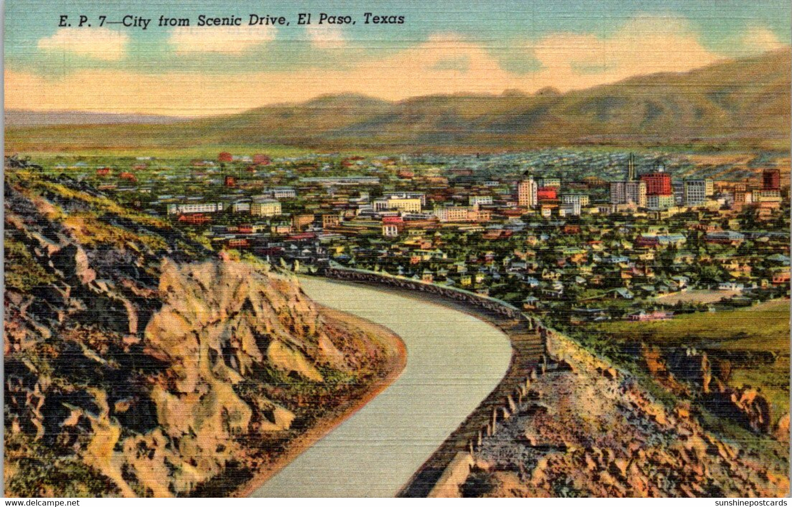 Texas El Paso View From Scenic Drive Curteich - El Paso