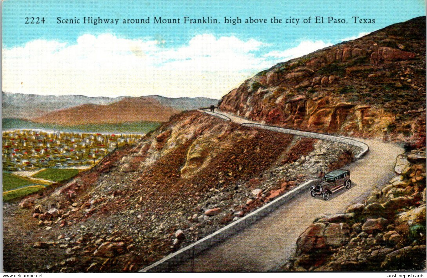 Texas El Paso Scenic Highway Around Mount Franklin Curteich - El Paso