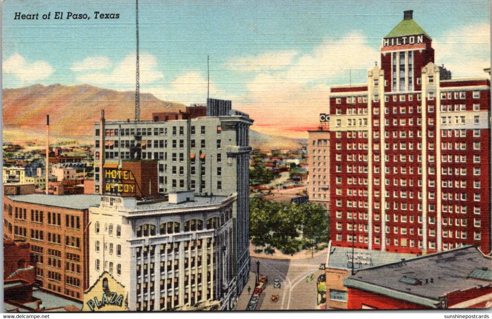 Texas El Paso Downtown 1942 Curteich - El Paso