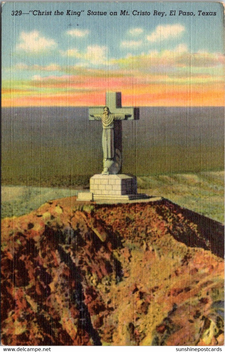 Texas El Paso "Christ The King" Statue On Mt Cristo Rey Curteich - El Paso