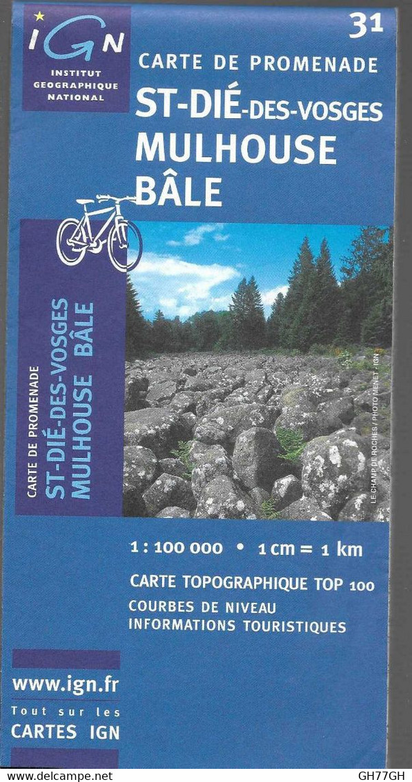 ST-DIE-DES-VOSGES MULHOUSE BALE N°31 -carte De Promenade IGN 1:100000ème 1cm=1km (carte Topographique TOP 100) -2004 - Cartes Topographiques