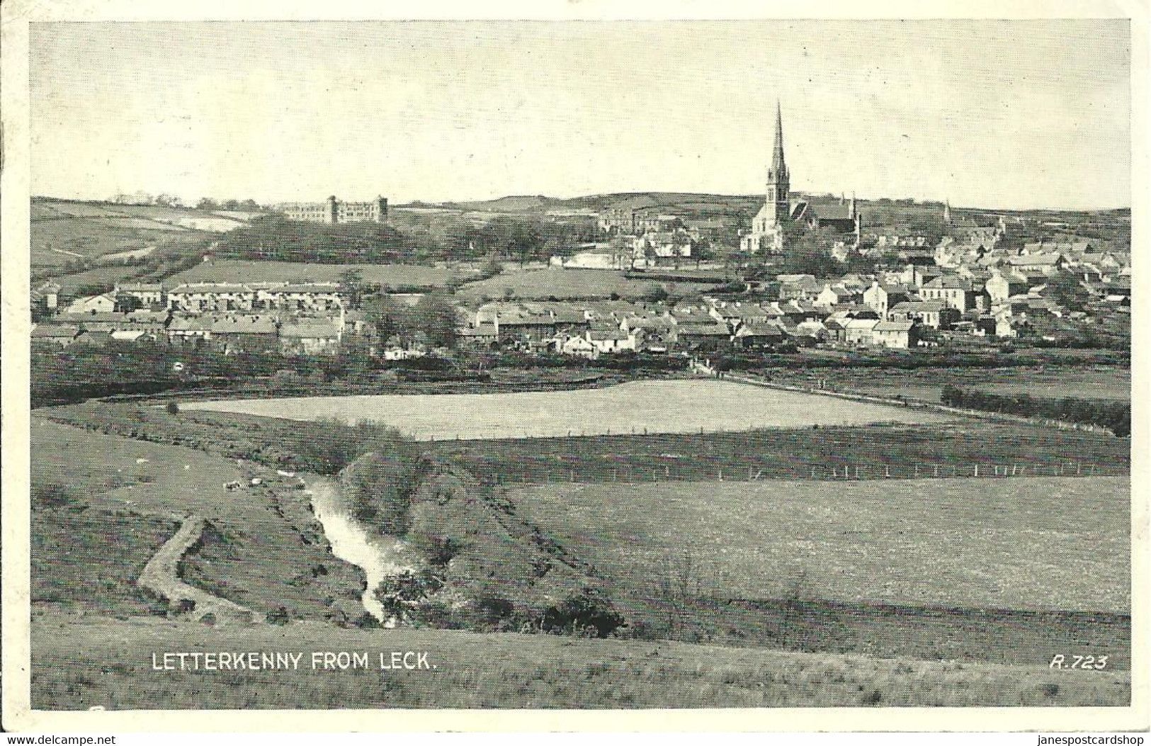 PRINTED POSTCARD - LETTERKENNY FROM LECK - POSTALLY USED 1947 - PUBLISHED BY VALENTINES - Donegal