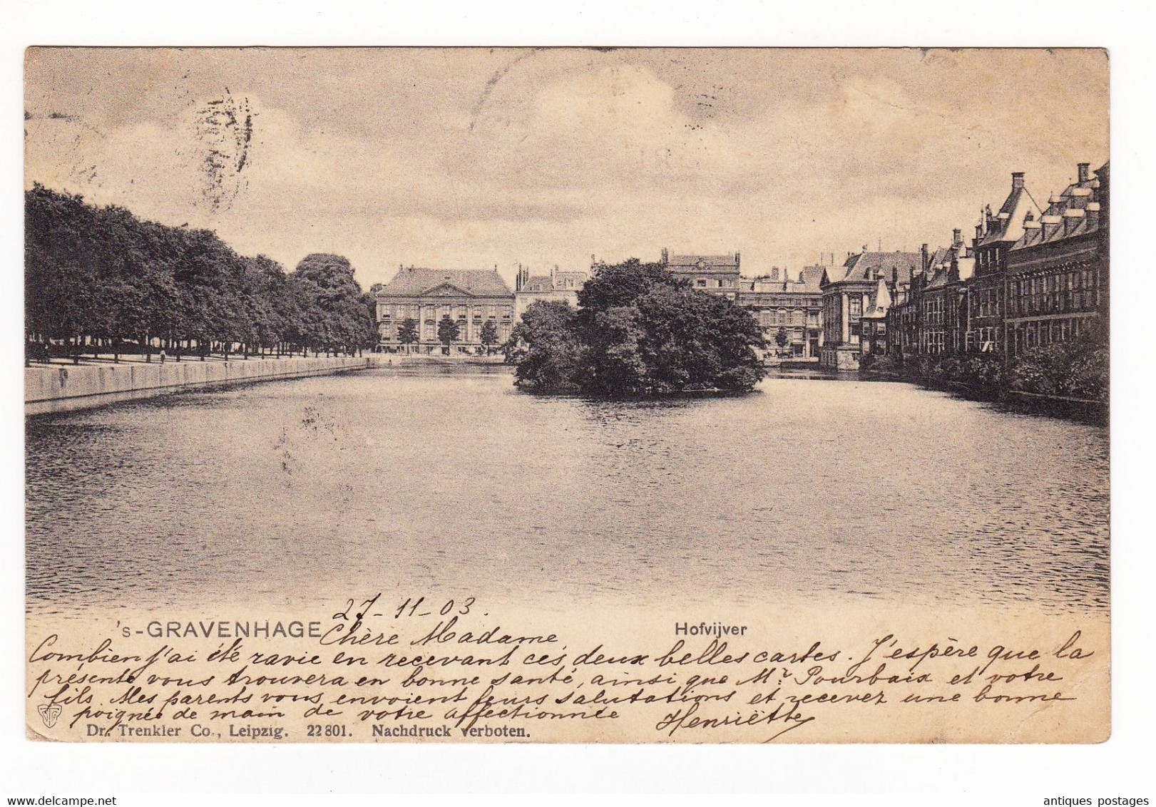 Carte Postale 1911 La Haye Den Haag Toula Russie Тула Россия Pourbaix Russia Nederland