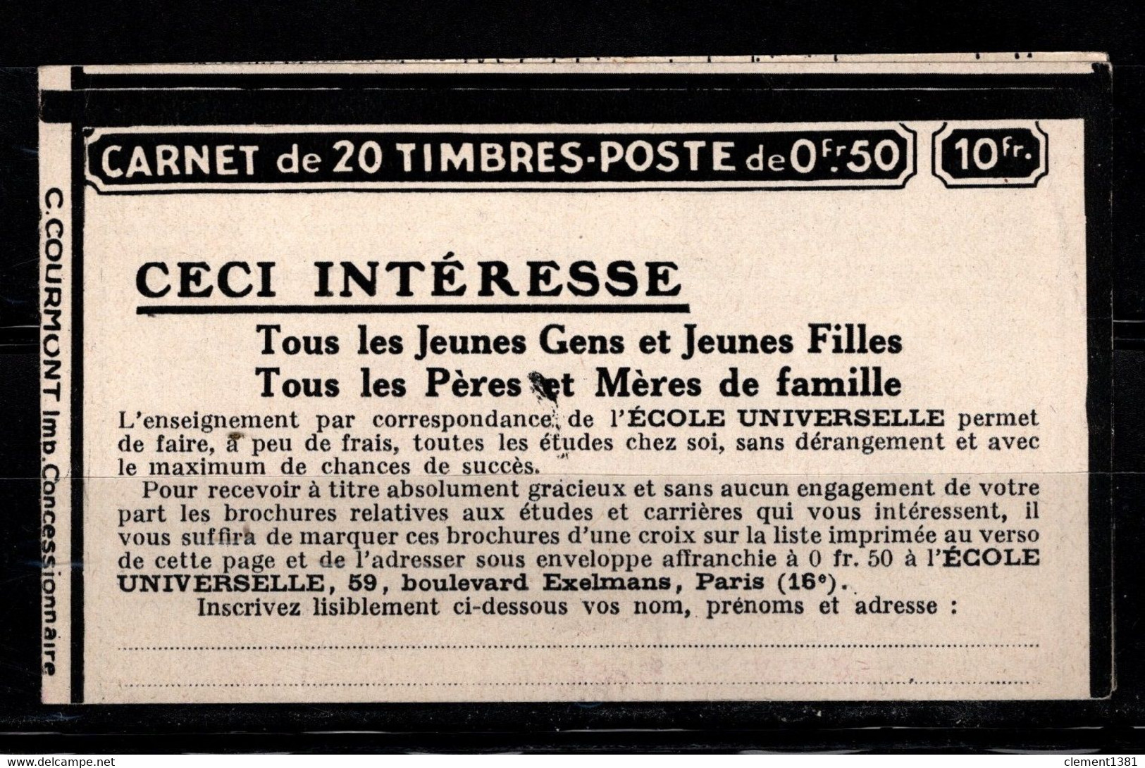 France Couverture De Carnet Vide S308 - Old : 1906-1965