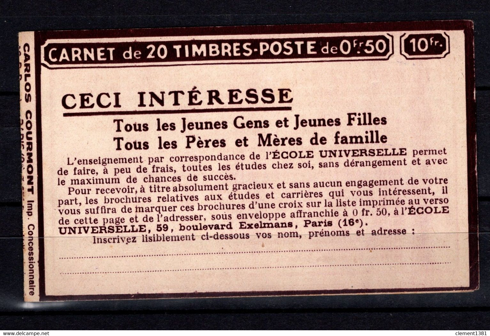 France Couverture De Carnet Vide S351 - Old : 1906-1965