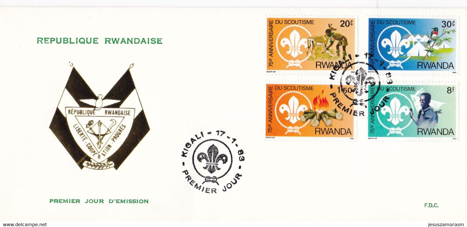 Rwanda Nº 1081 Al 1088 En Sobres - 1980-1989