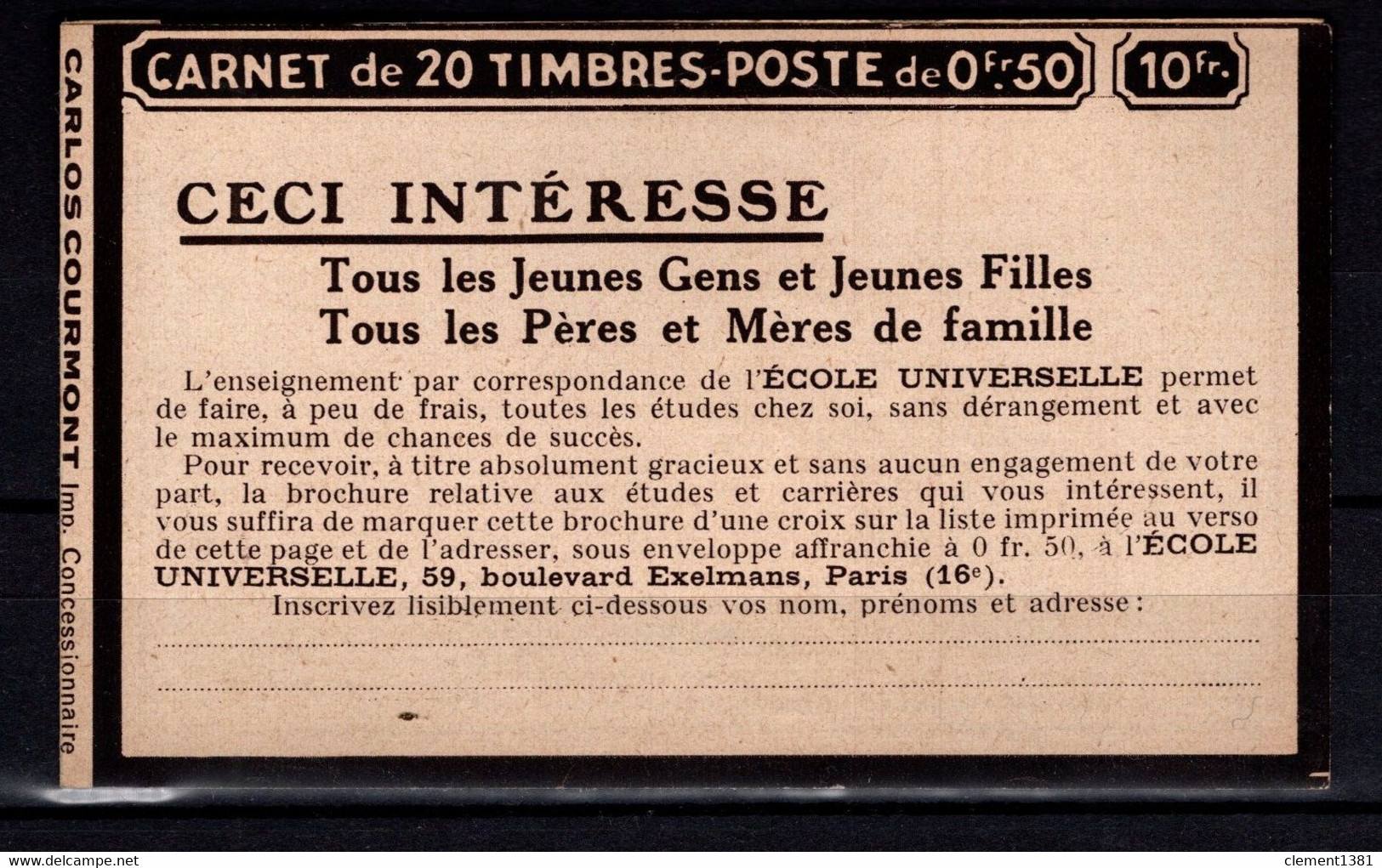 France Couverture De Carnet Vide S394 - Vecchi : 1906-1965