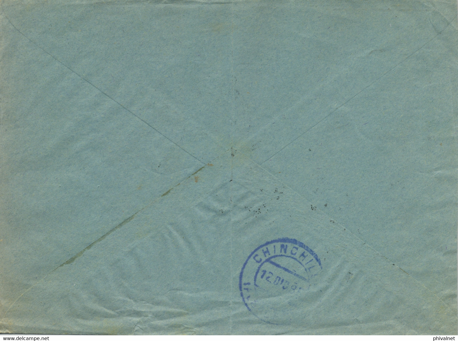 1935  ALBACETE , SOBRE CIRCULADO DE CORRAL RUBIO A CHINCHILLA , LLEGADA EN AZUL AL DORSO - Lettres & Documents