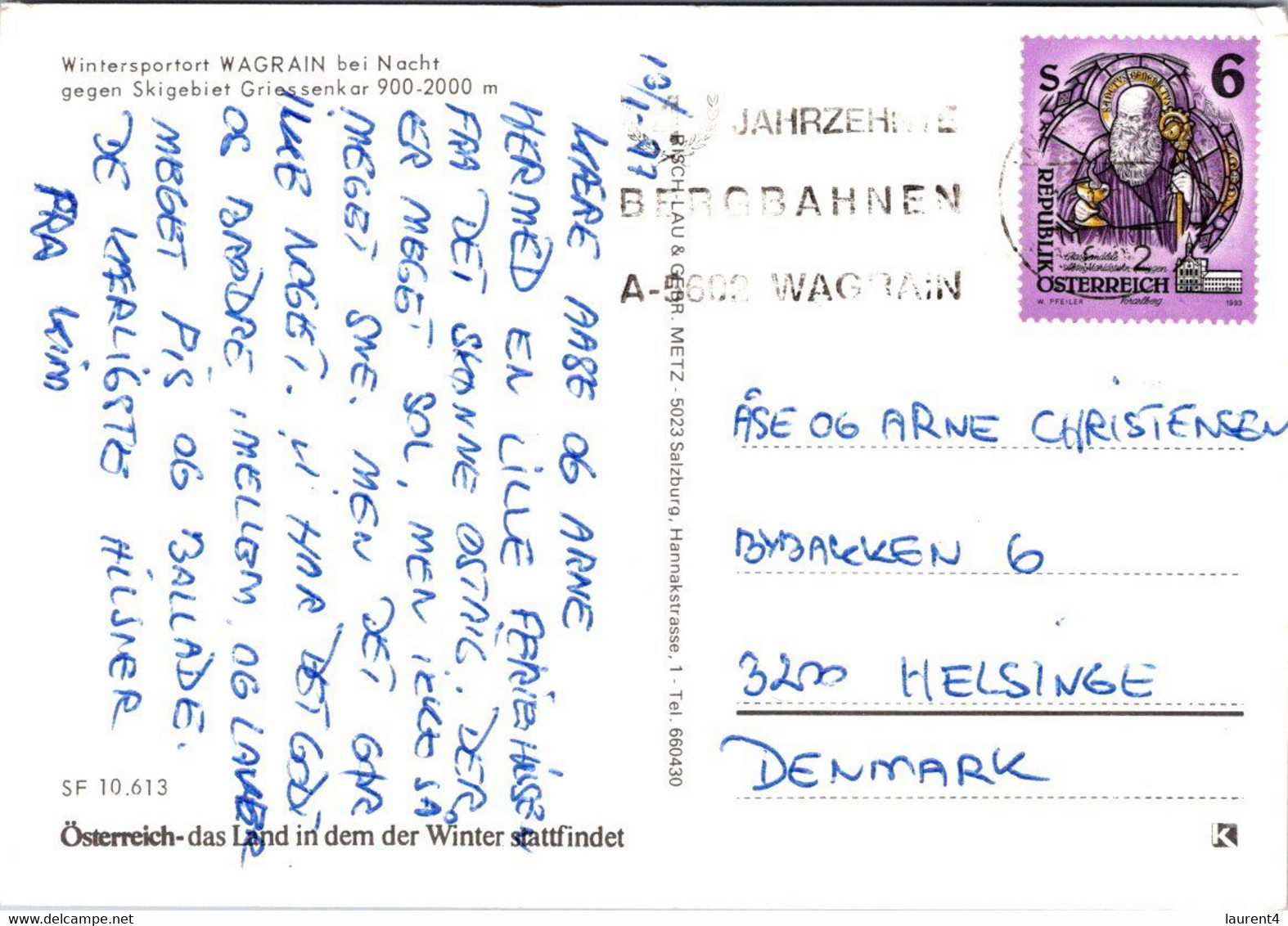 (2 B 1) Austria Posted To Denmark 1997 - Wagrain - Wagrain