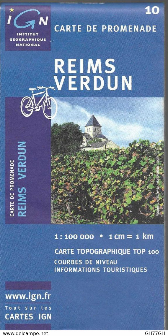 REIMS VERDUN N°10 -carte De Promenade IGN 1:100000ème 1cm=1km (carte Topographique TOP 100) -2005 - Cartes Topographiques