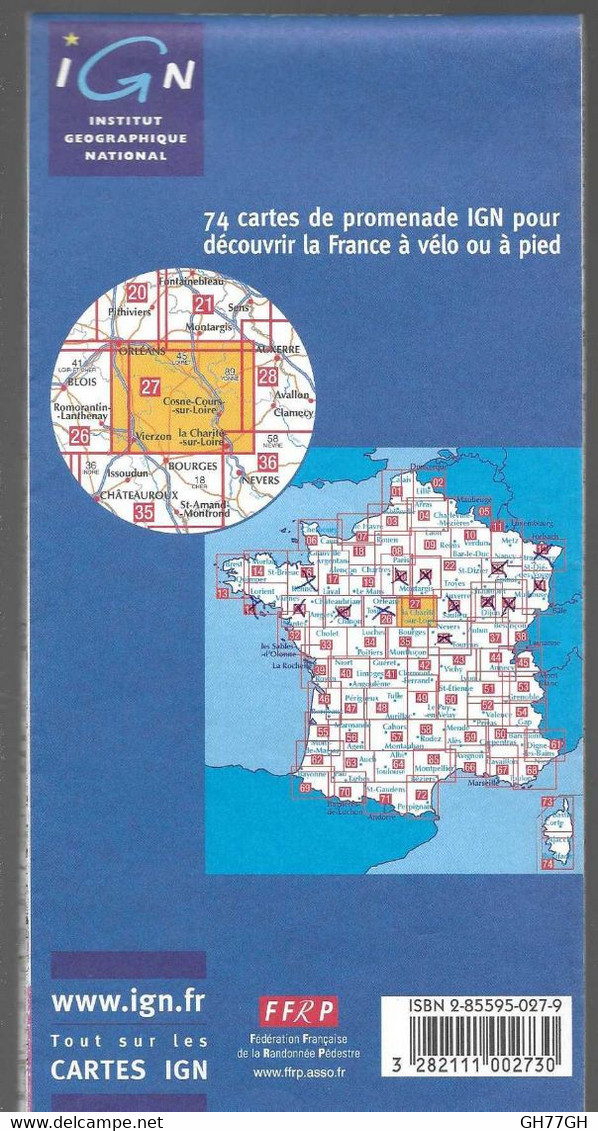 ORLEANS LA CHARITE-SUR-LOIRE N°27 -carte De Promenade IGN 1:100000ème 1cm=1km (carte Topographique TOP 100) -2004 - Cartes Topographiques