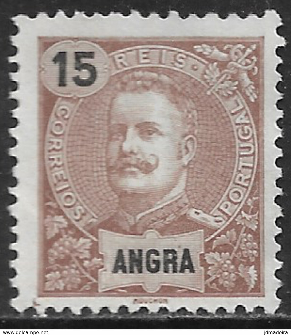 Angra – 1897 King Carlos 15 Réis Mint Stamp - Angra