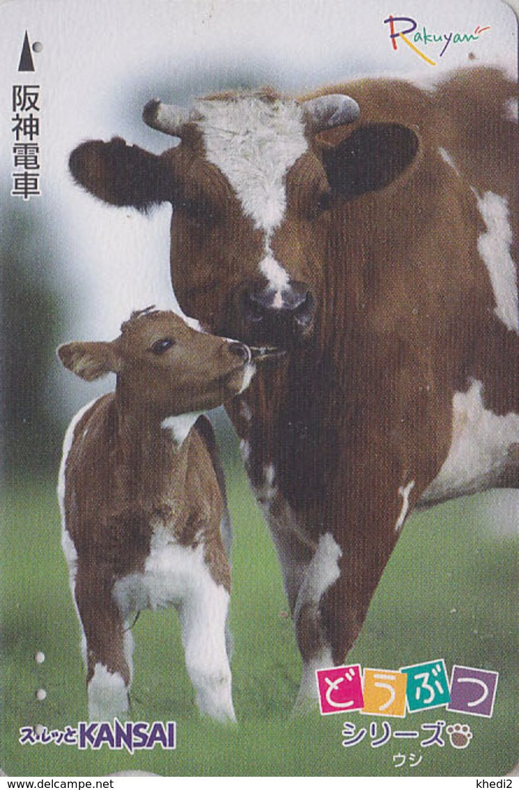 Carte JAPON / SERIE ANIMAUX RAKUYAN - ANIMAL - VACHE & VEAU - COW JAPAN Prepaid Transport Ticket Card - KUH - BE 90 - Mucche