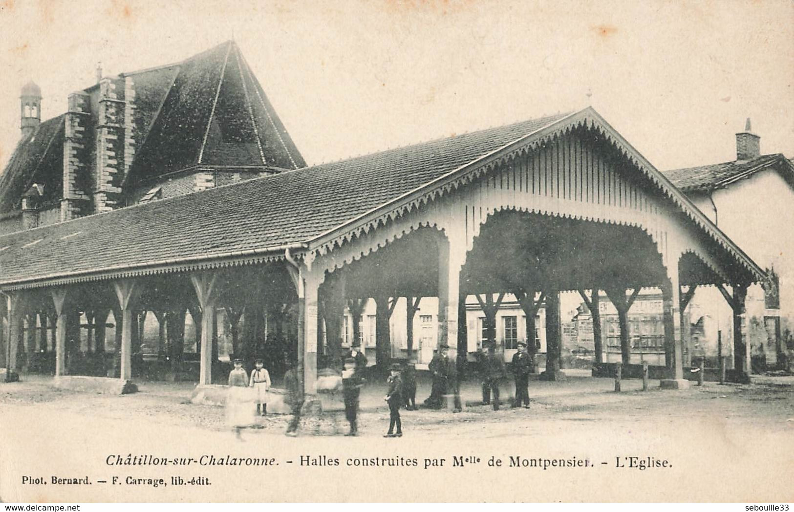 CPA - 01 - Châtillon Sur Chalaronne - Halles Construites Par Melle De Montepensier - L'église - Châtillon-sur-Chalaronne