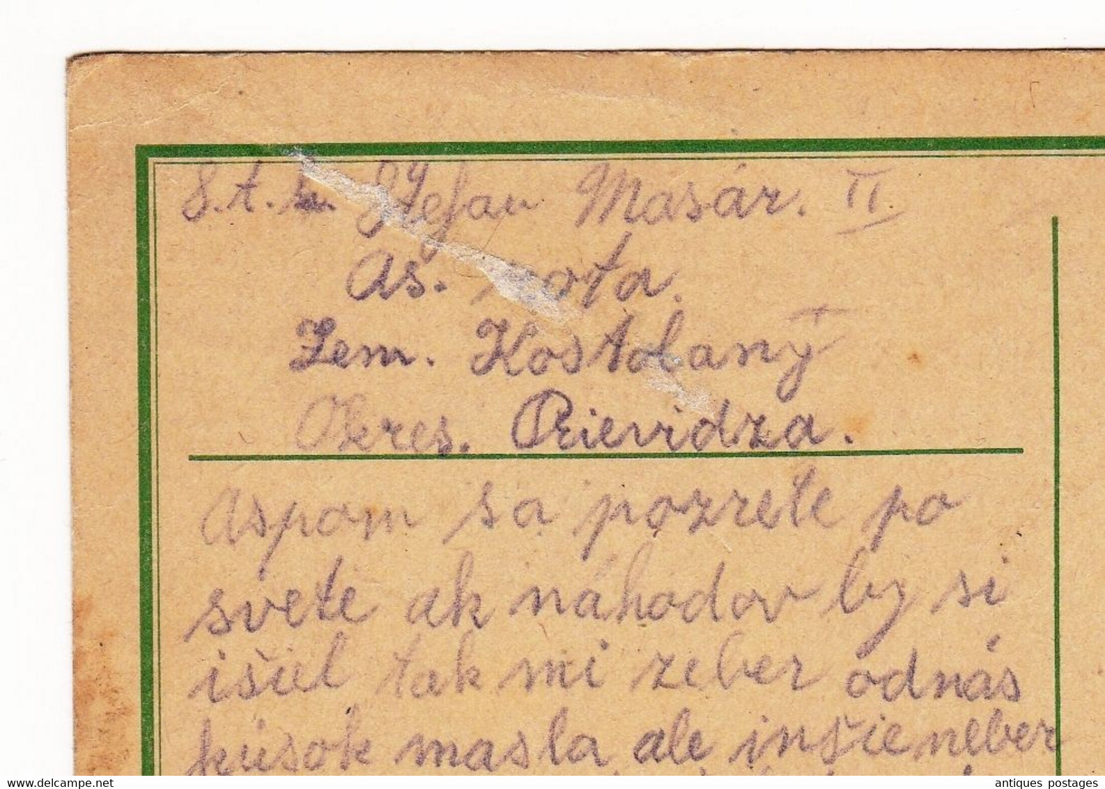 Post Card 1942 Kostoľany Slovaquie Slovensko Slovenská Republika - Lettres & Documents