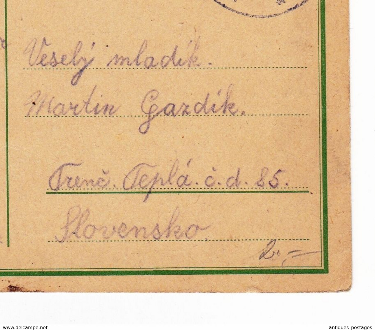 Post Card 1942 Kostoľany Slovaquie Slovensko Slovenská Republika - Lettres & Documents