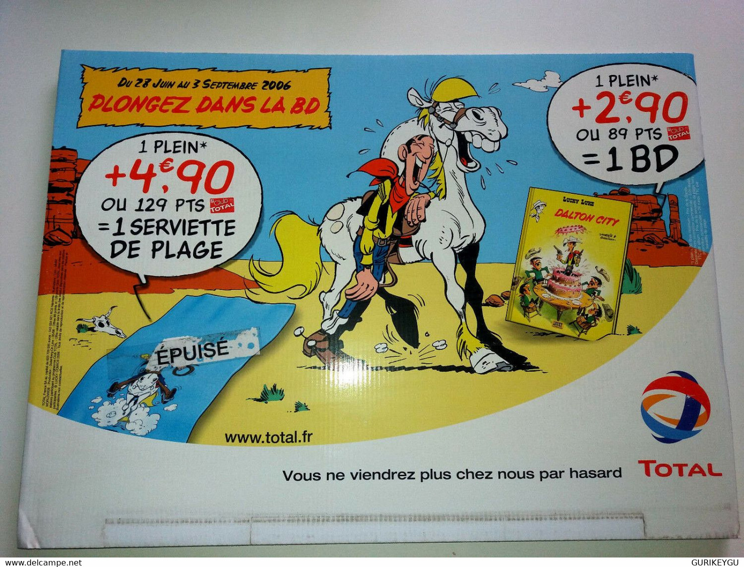 Pub 47X34 PLV Affiche Poster Rigide BOULE Et BILL Roba Et LUCKY LUKE 2006 Total - Lucky Luke