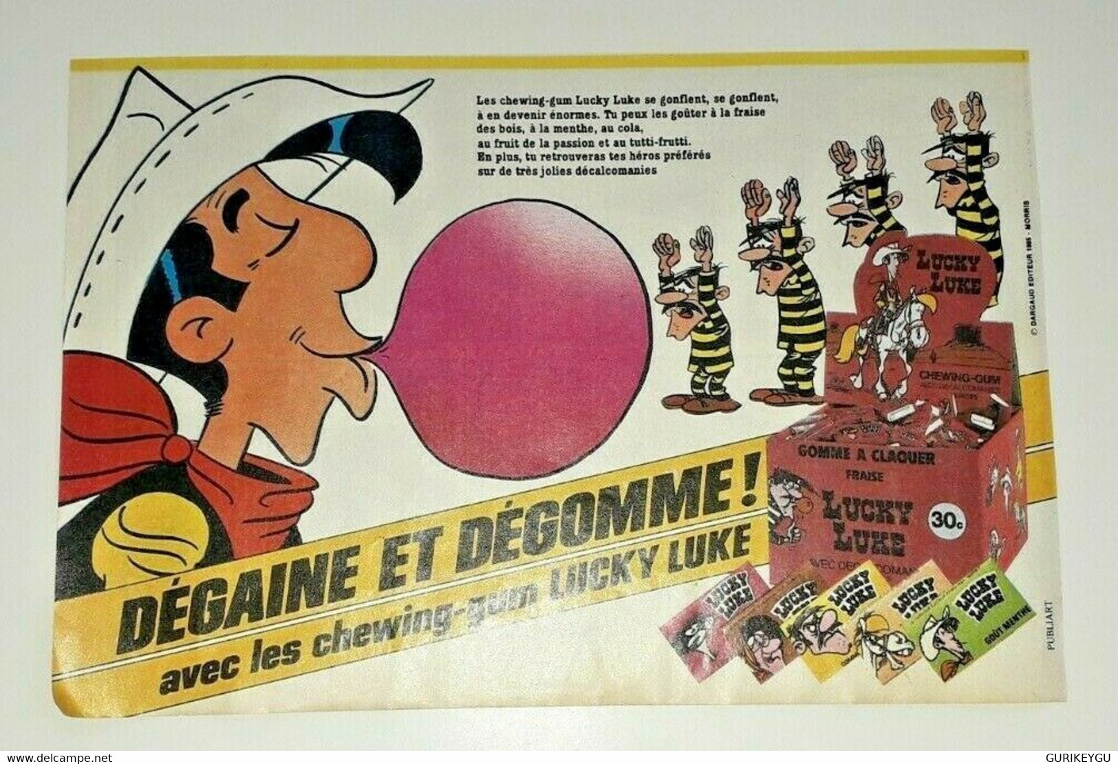 RARE Pub LUCKY LUKE Chewing Gum Gomme à Claquer  Publicité Original Année 1980 - Lucky Luke