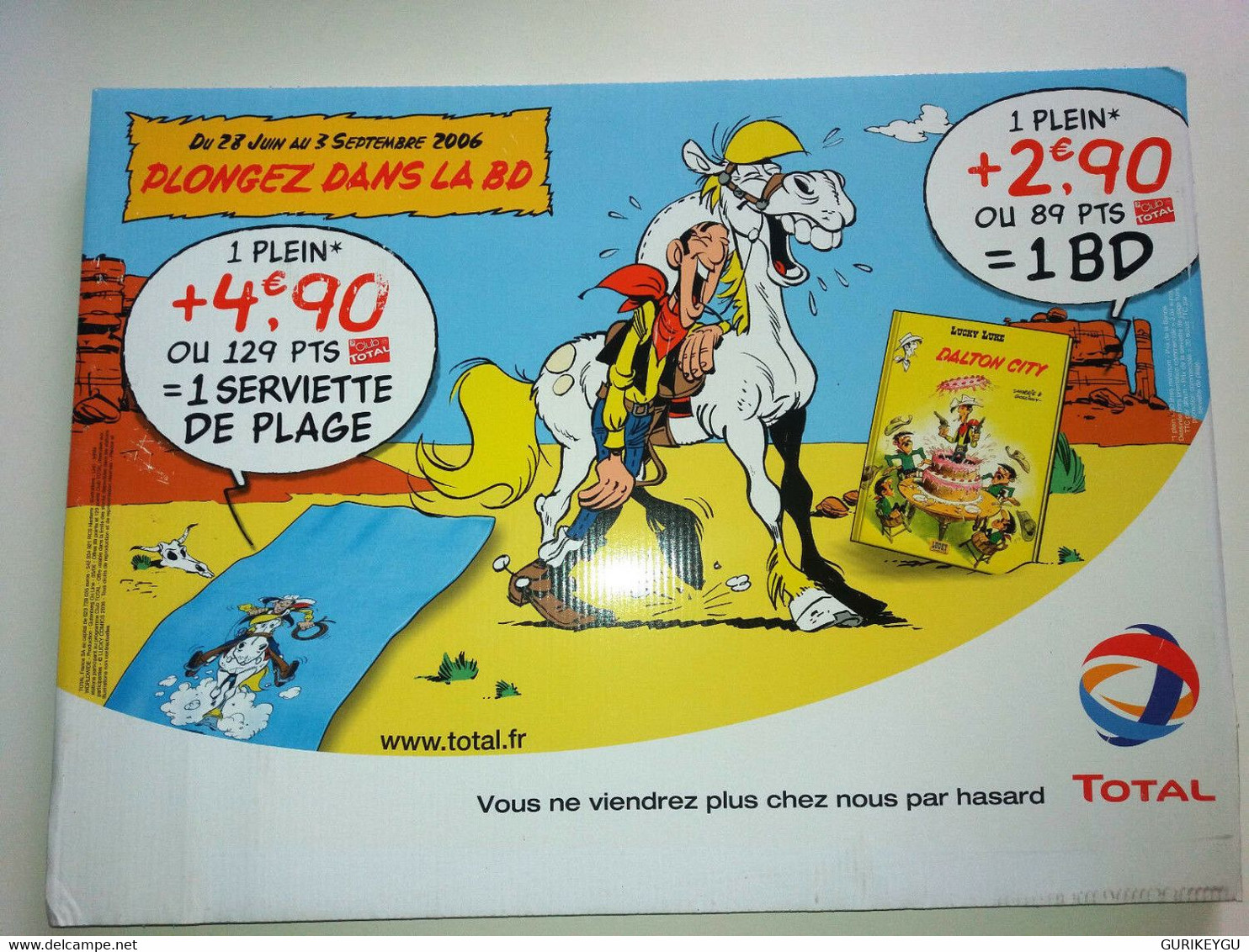 Pub 47X34 PLV Affiche Poster Rigide LUCKY LUKE Et BOULE Et BILL Roba 2006 Total - Lucky Luke