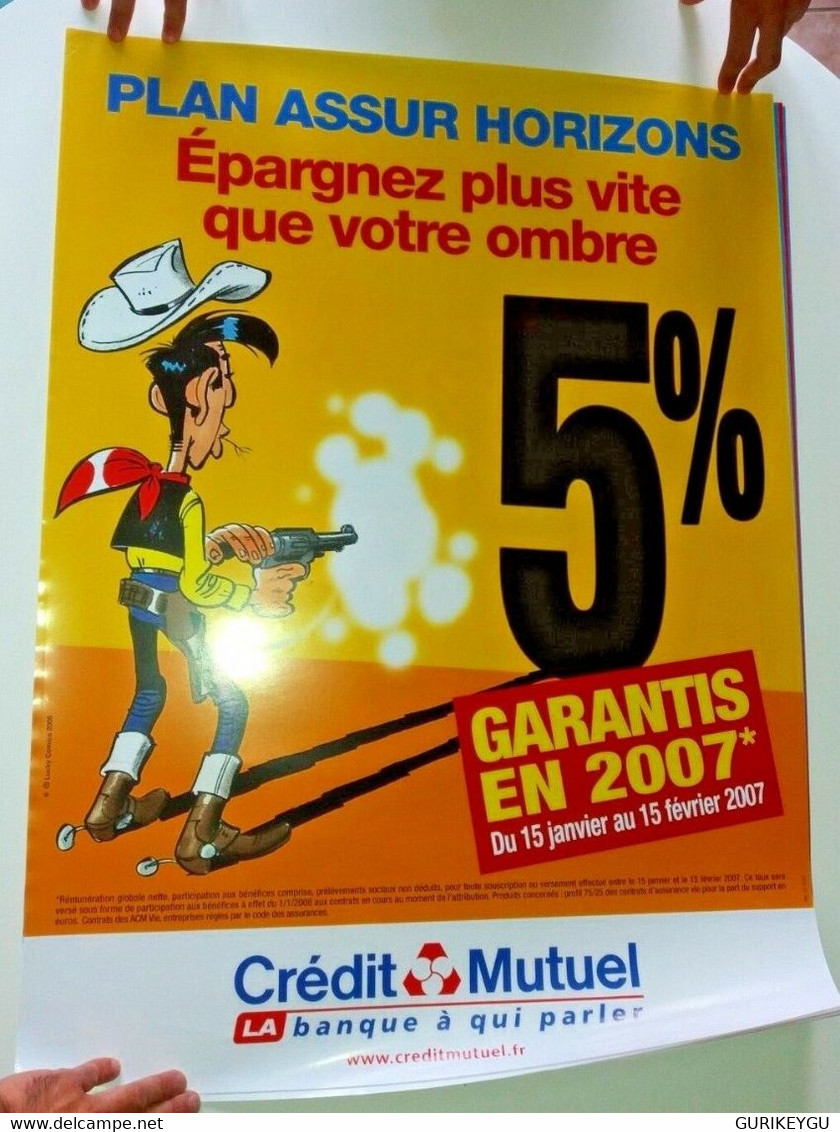 RARE Affiche Poster Lucky Luke 60X80cm Crédit Mutuel Pub 2006 Comcis TTBE Jaune - Lucky Luke