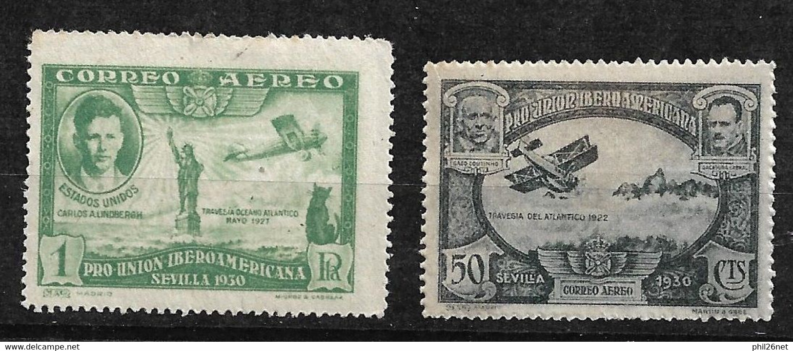 Espagne Poste Aérienne N°79 Et 80 Couthino Et Lindbergh  Neufs   * *    B/ TB Voir Scans Le Moins Cher Du Site  ! ! ! - Unused Stamps