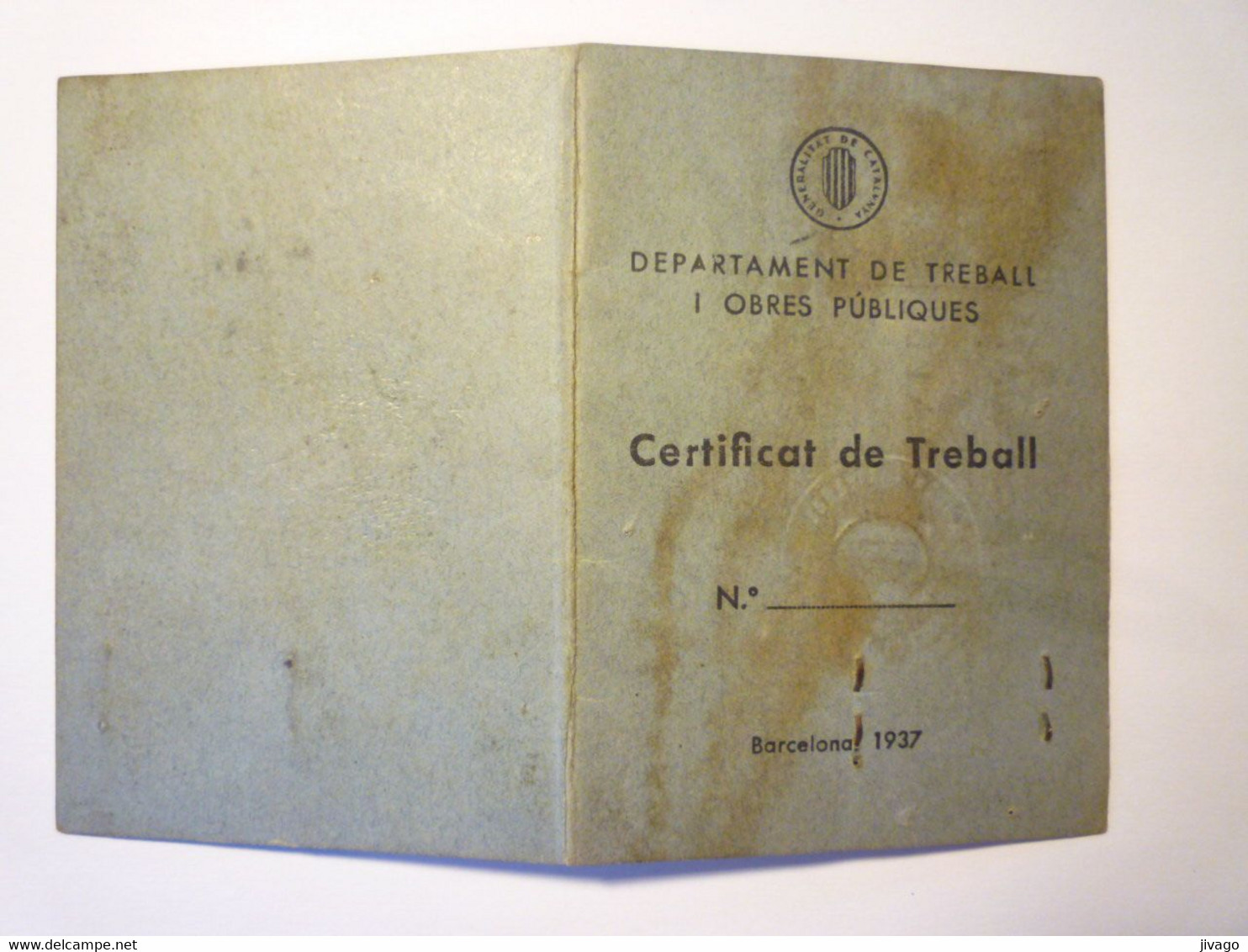 2021 - 3831  CERTIFICAT De TREBALL  :  BARCELONA 1938 Avec TIMBRE FISCAL  XXX - Non Classés