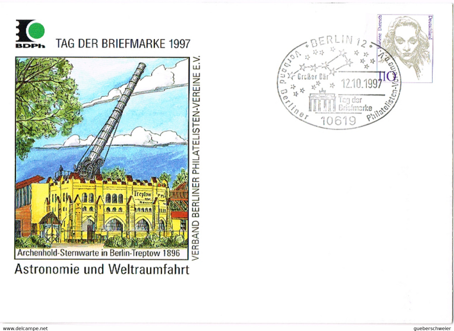 L-ALL-318 - ALLEMAGNE Entier Postal Enveloppe Journée Du Timbre 1997 Berlin Thème Cosmos - Enveloppes Privées - Oblitérées