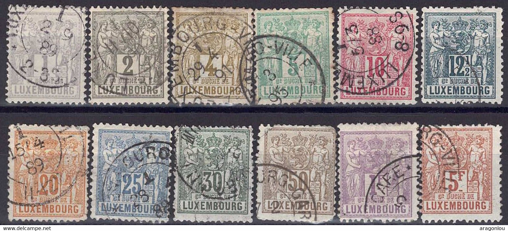 Luxembourg, Luxemburg 1882 Allégorie Série Oblitéré, Dentelures Diverses, Val.cat.225€ - 1882 Allegory