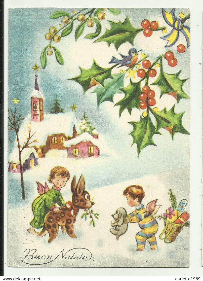 BUON NATALE, ANGELI ILLUSTRATA GALBIATI - VIAGGIATA  FG - Andere & Zonder Classificatie