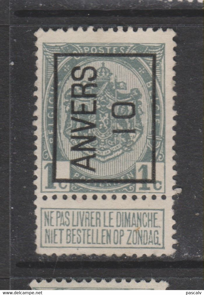 COB 12A  ANVERS 10 - Typo Precancels 1906-12 (Coat Of Arms)