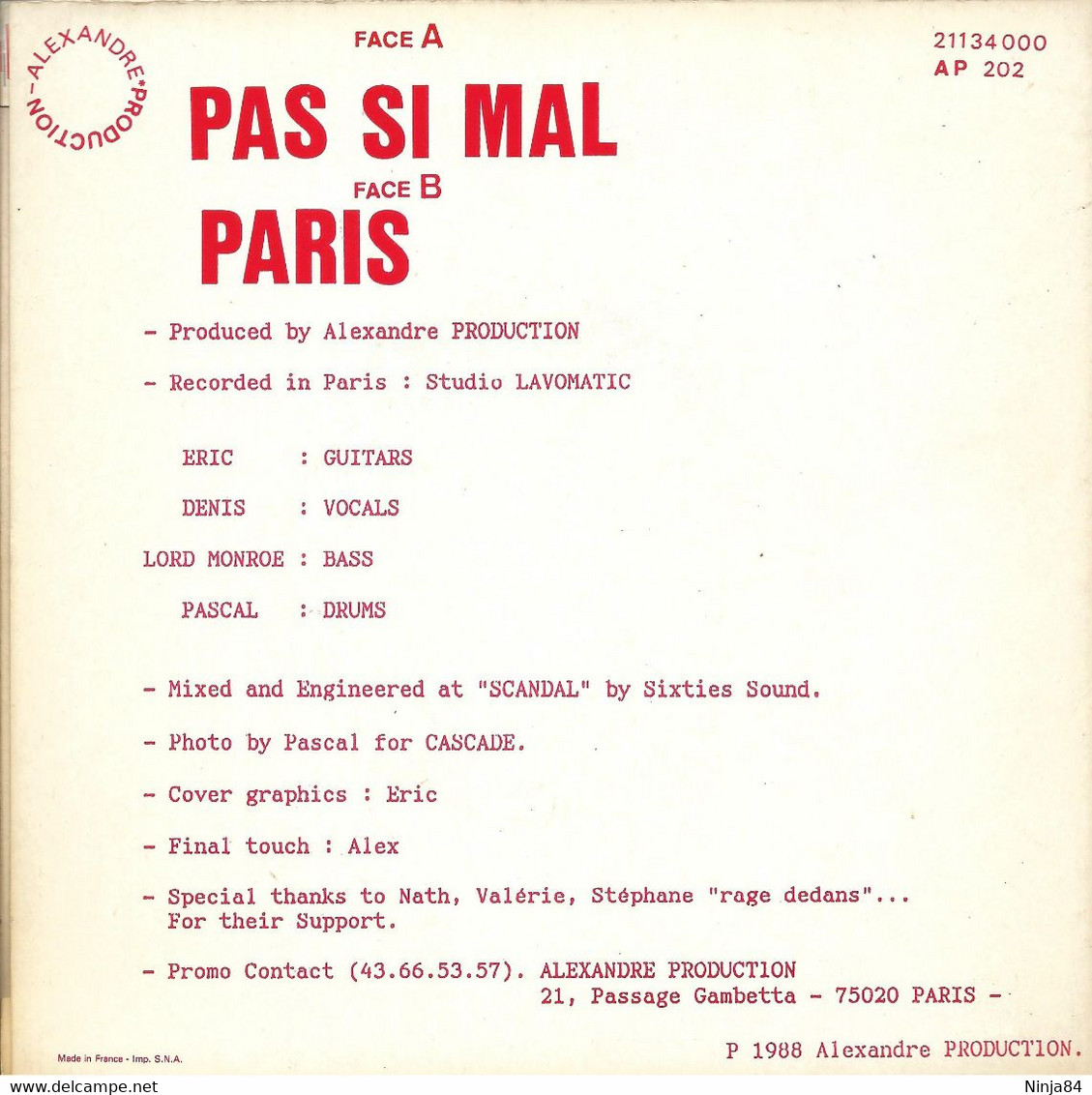 SP 45 RPM (7") Lavomatic     " Pas Si Mal   " - Punk