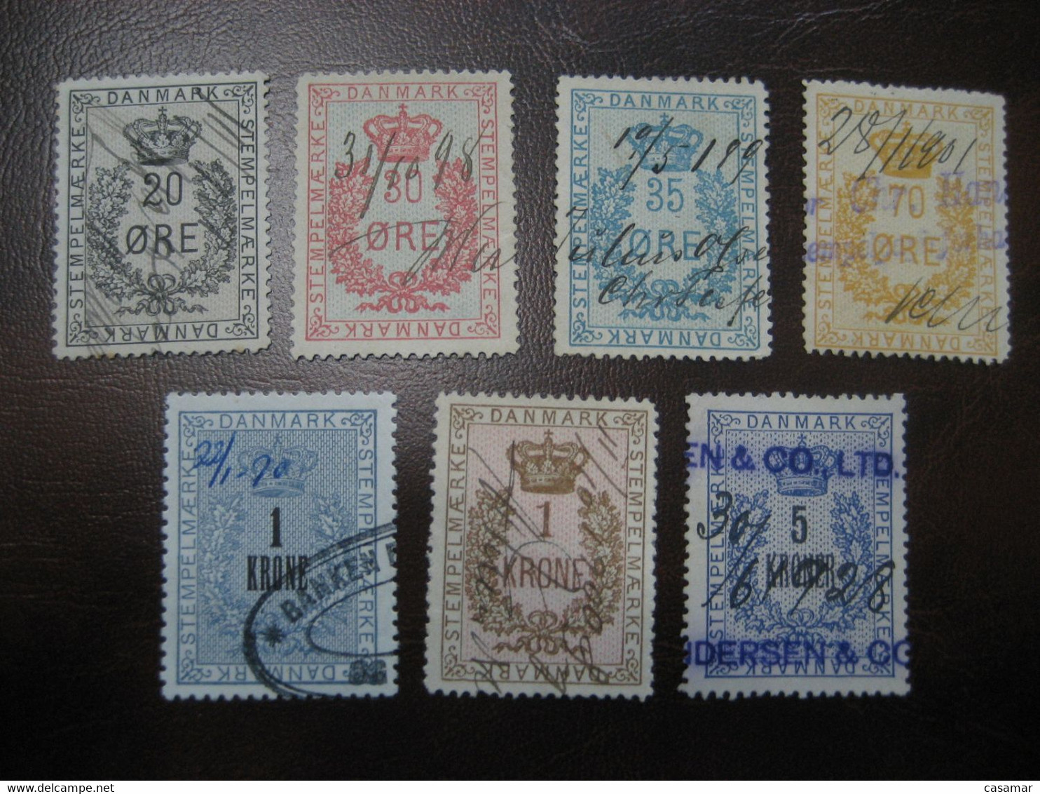 Lot 7 STEMPEL MARKE 20 Ore To 5 Kr All Diff. Revenue Fiscal Tax Postage Due Official Denmark - Revenue Stamps