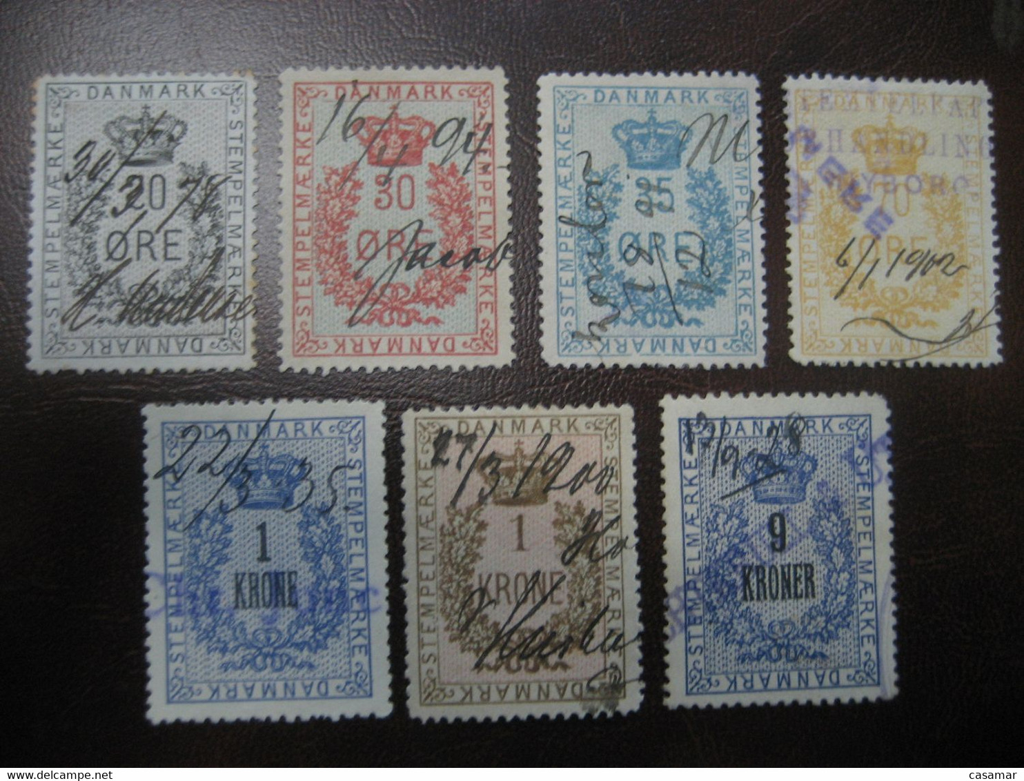 Lot 7 STEMPEL MARKE 20 Ore To 9 Kr All Diff. Revenue Fiscal Tax Postage Due Official Denmark - Revenue Stamps